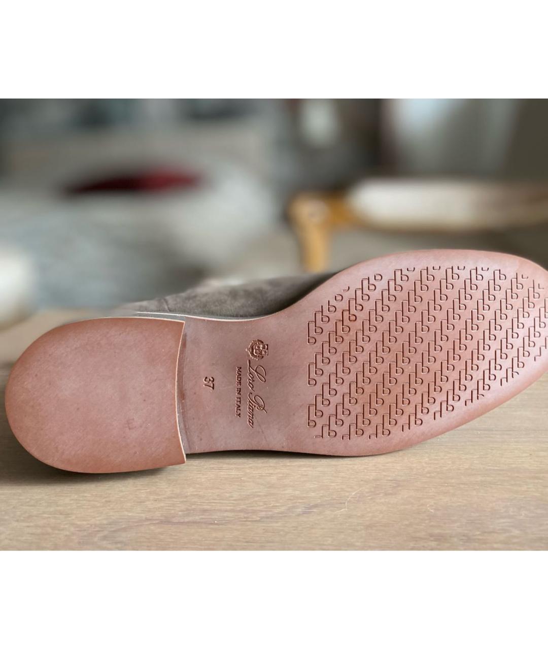 LORO PIANA Бежевые замшевые ботинки, фото 7