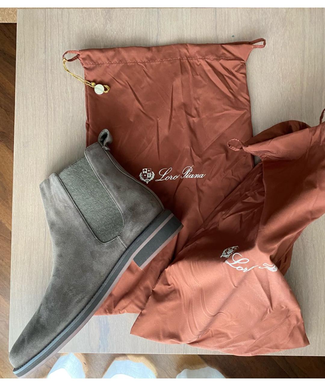 LORO PIANA Бежевые замшевые ботинки, фото 6