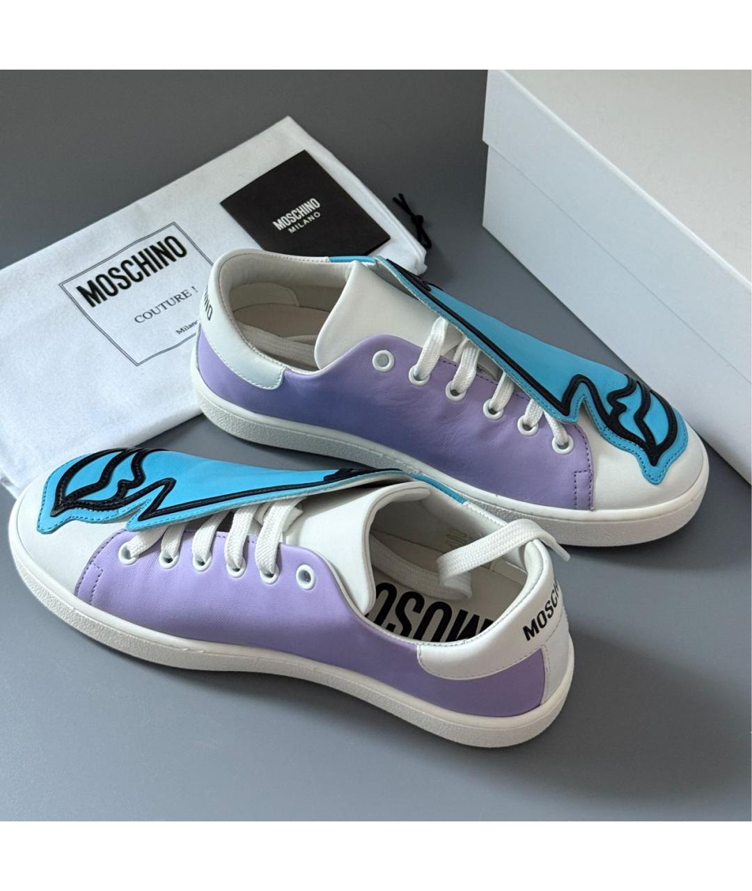 MOSCHINO Мульти кожаные кеды, фото 6