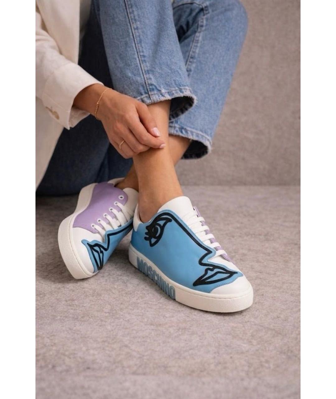 MOSCHINO Мульти кожаные кеды, фото 4