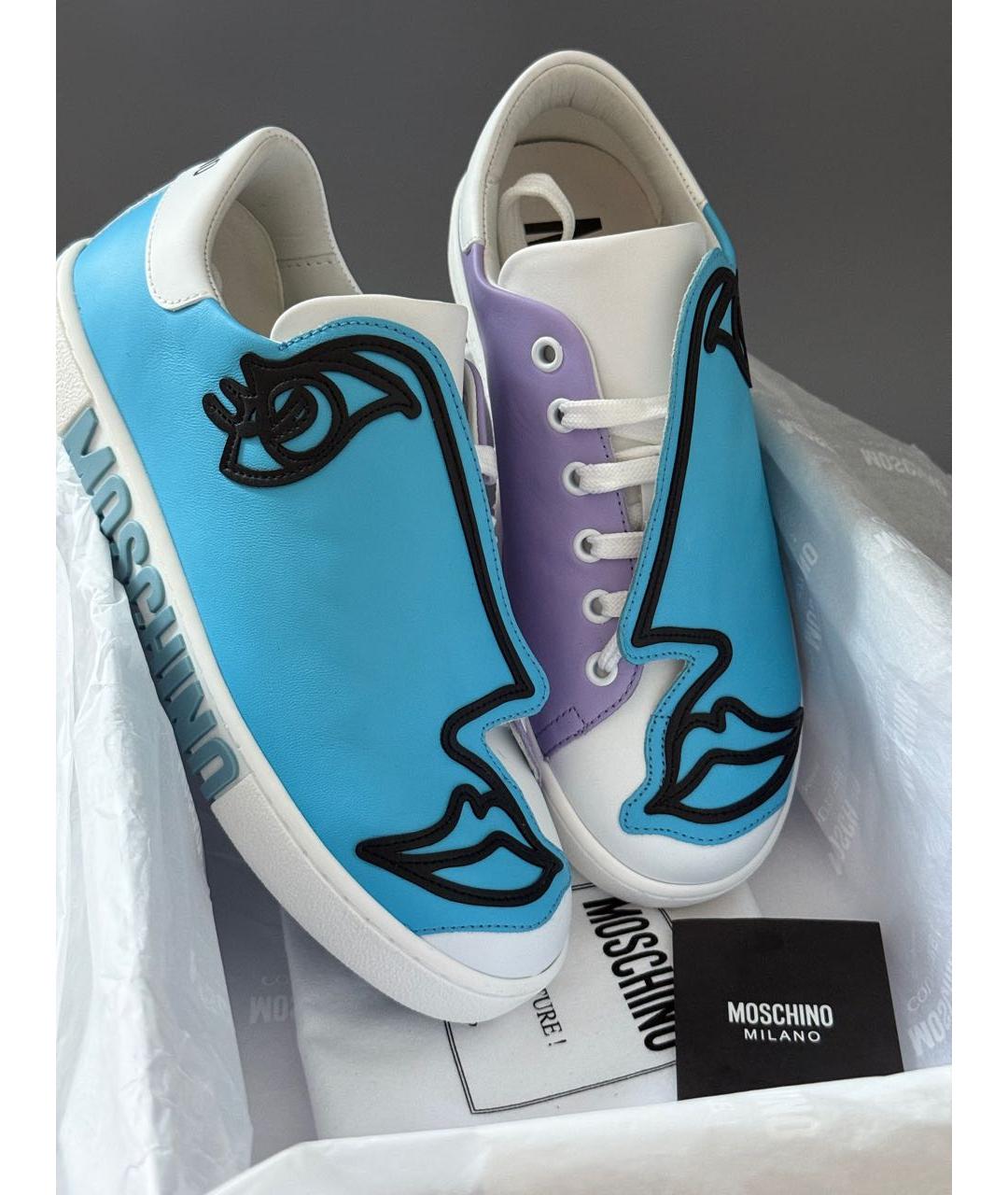 MOSCHINO Мульти кожаные кеды, фото 2