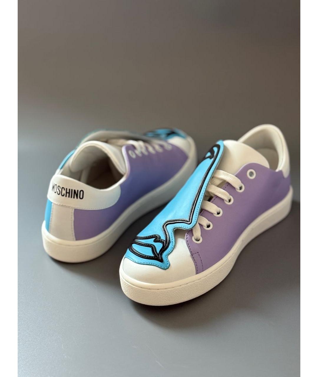 MOSCHINO Мульти кожаные кеды, фото 3