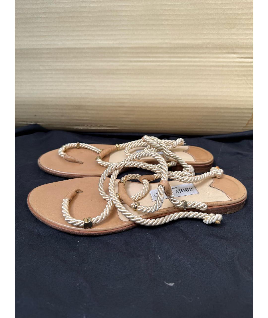 JIMMY CHOO Бежевые кожаные босоножки, фото 5