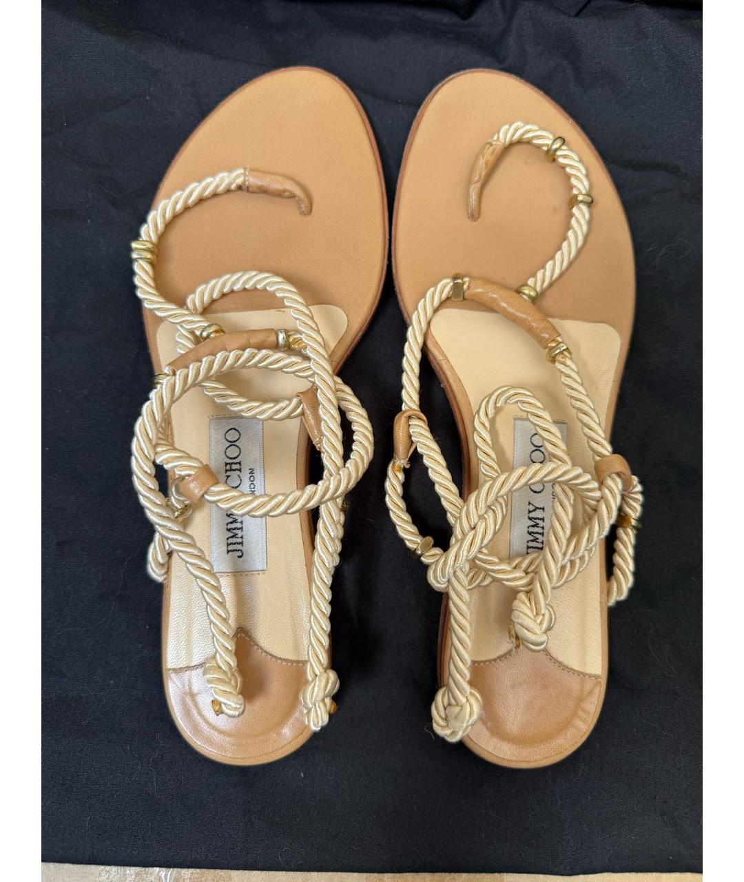 JIMMY CHOO Бежевые кожаные босоножки, фото 3