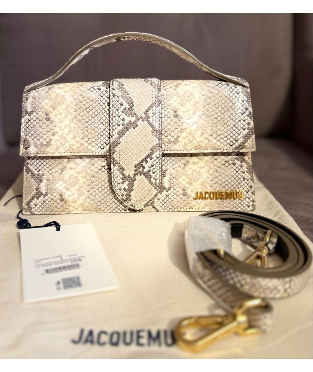 JACQUEMUS Бежевая кожаная сумка через плечо, фото 5
