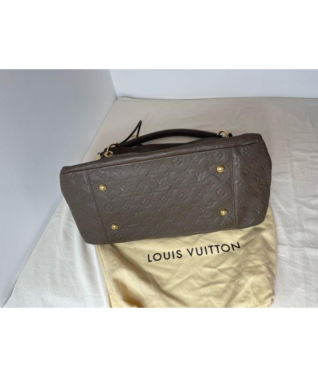 LOUIS VUITTON Бежевая кожаная сумка тоут, фото 7