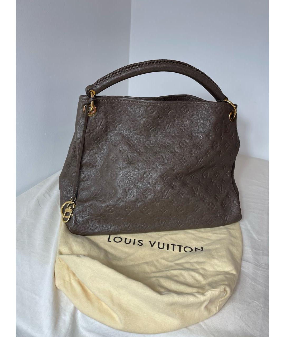 LOUIS VUITTON Бежевая кожаная сумка тоут, фото 9