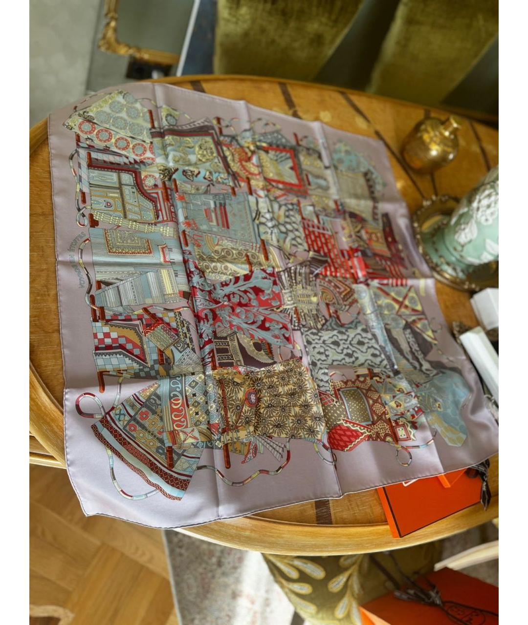 HERMES Мульти шелковый платок, фото 6