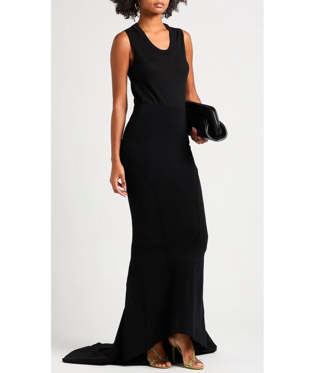 RICK OWENS Черная вискозная юбка макси, фото 2