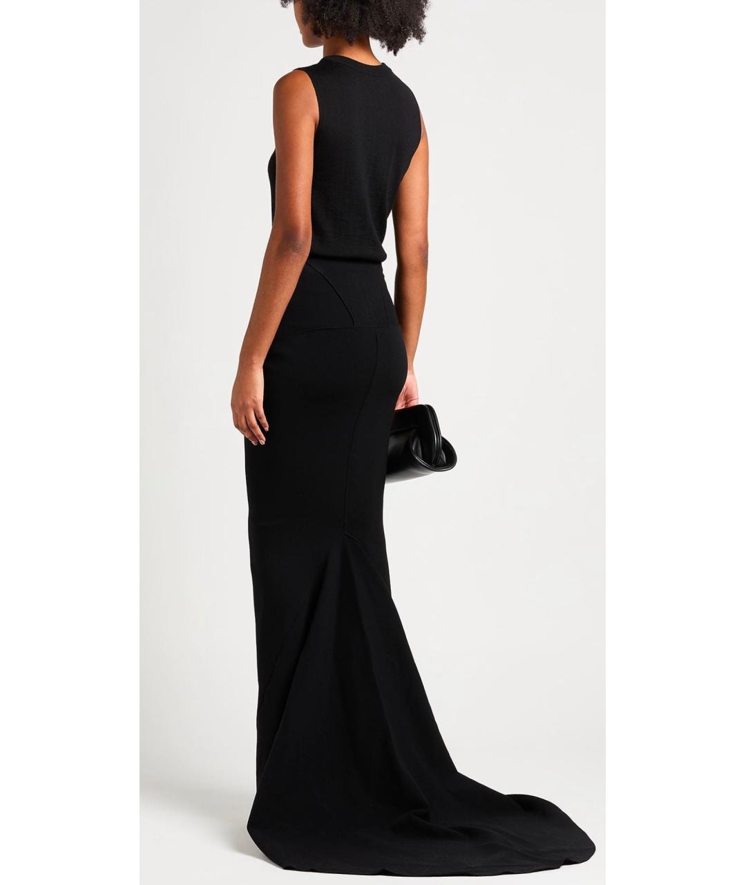 RICK OWENS Черная вискозная юбка макси, фото 3