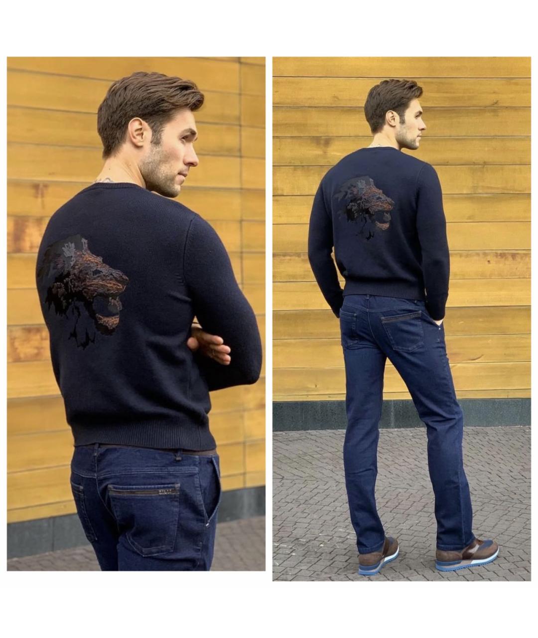 ZILLI Темно-синий кашемировый джемпер / свитер, фото 5