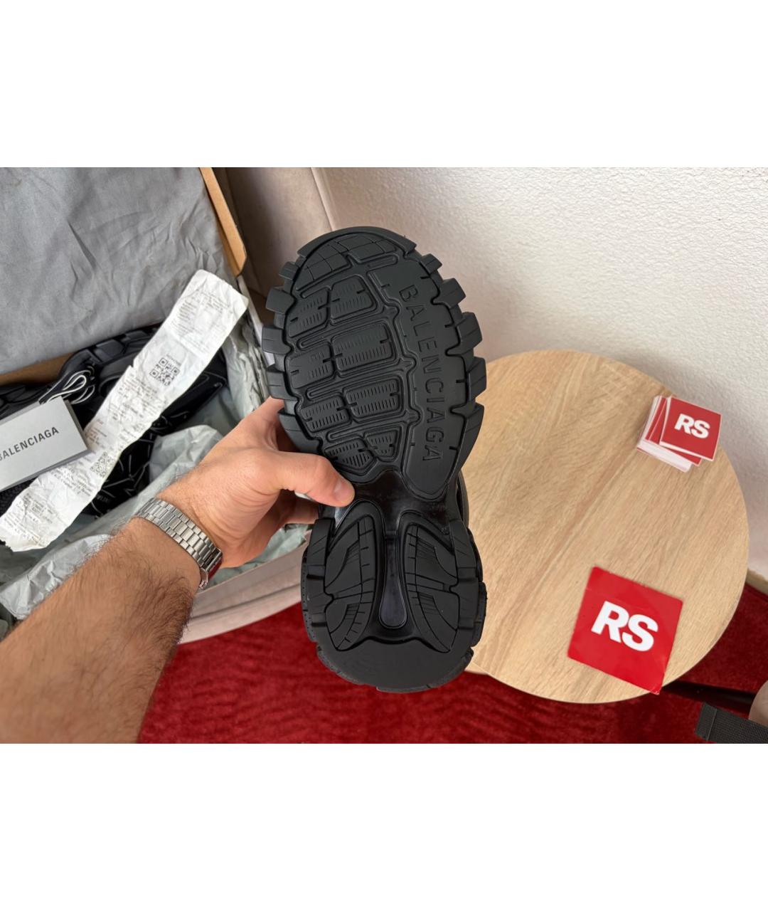 BALENCIAGA Черные кожаные низкие кроссовки / кеды, фото 5