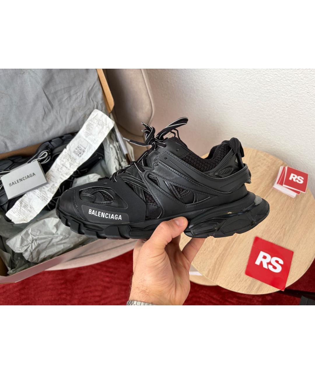 BALENCIAGA Черные кожаные низкие кроссовки / кеды, фото 9