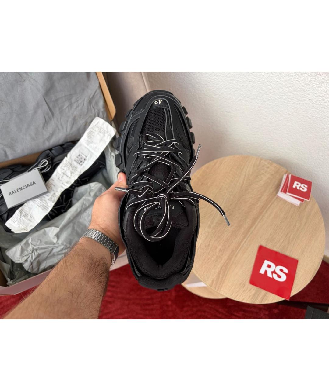 BALENCIAGA Черные кожаные низкие кроссовки / кеды, фото 3