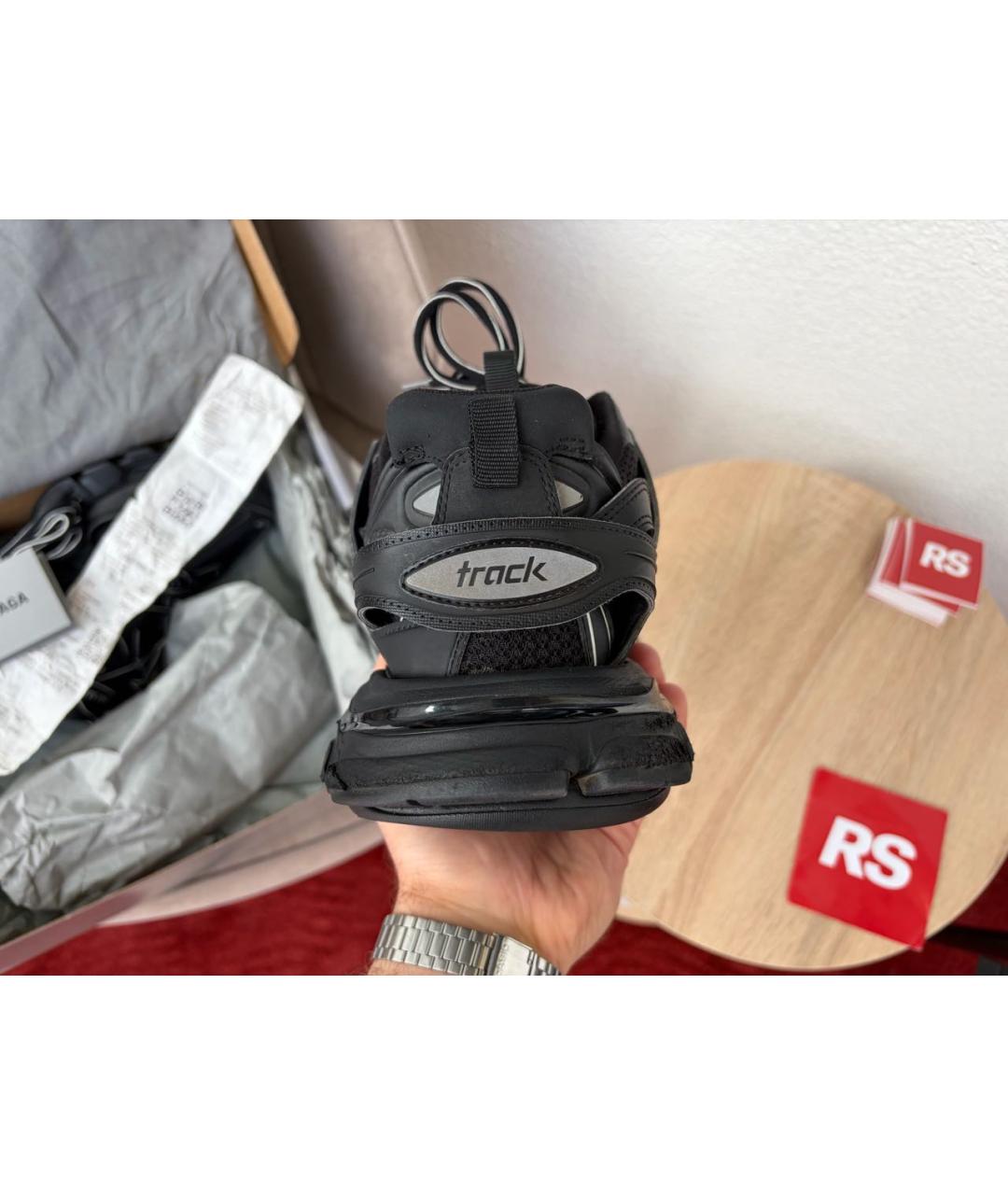 BALENCIAGA Черные кожаные низкие кроссовки / кеды, фото 4