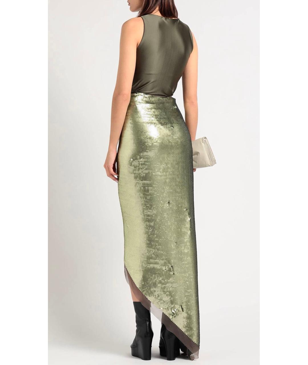 RICK OWENS Зеленая шелковая юбка макси, фото 3
