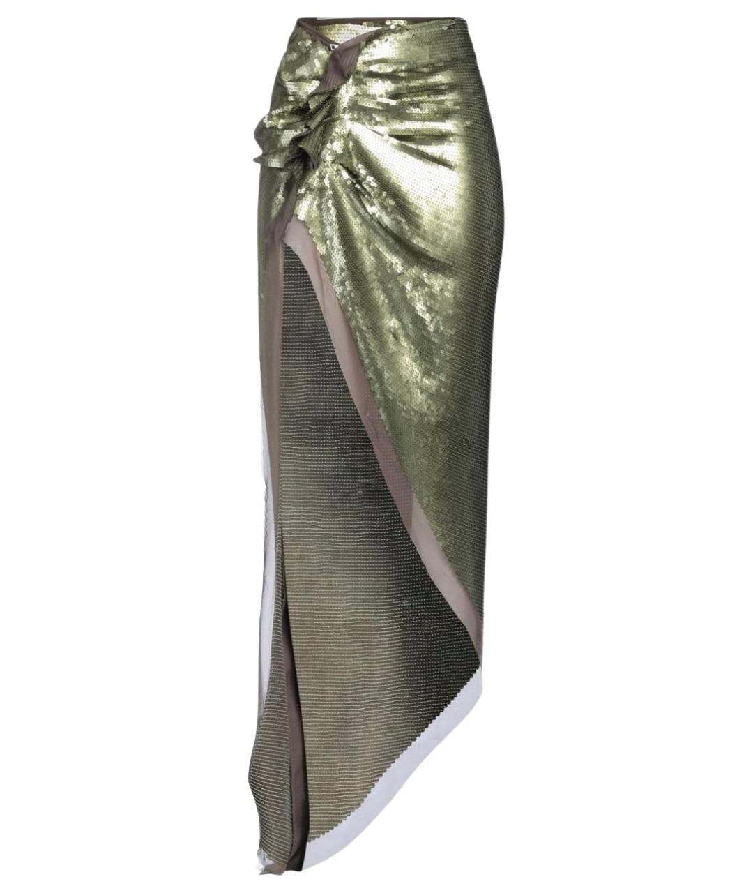 RICK OWENS Зеленая шелковая юбка макси, фото 1