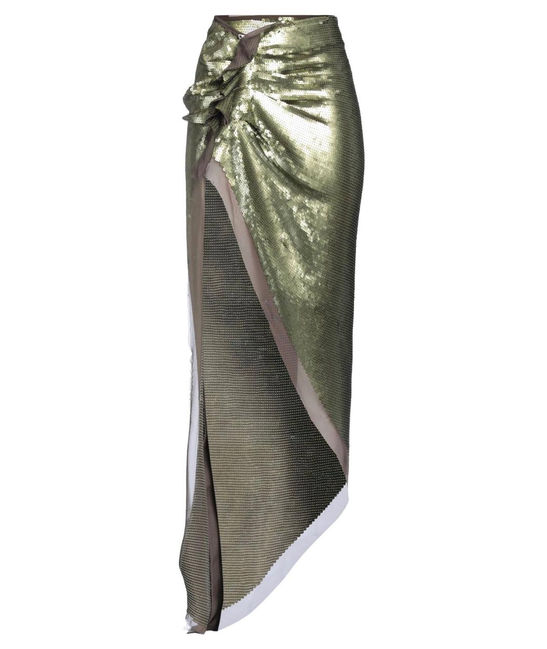 RICK OWENS Зеленая шелковая юбка макси, фото 4