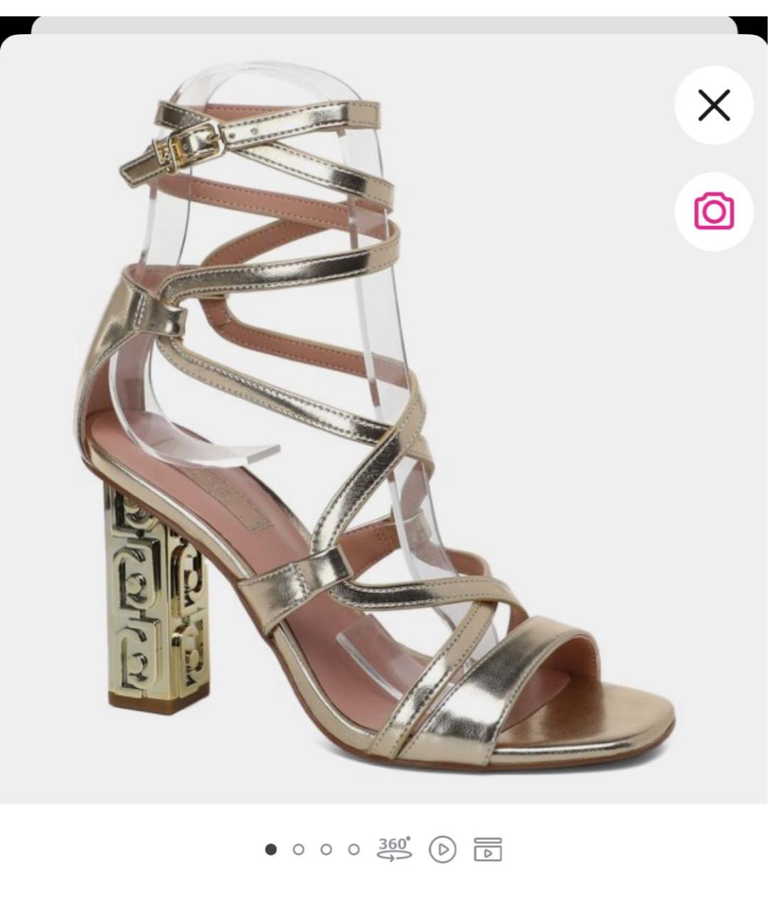 LIU JO Золотые кожаные босоножки, фото 8