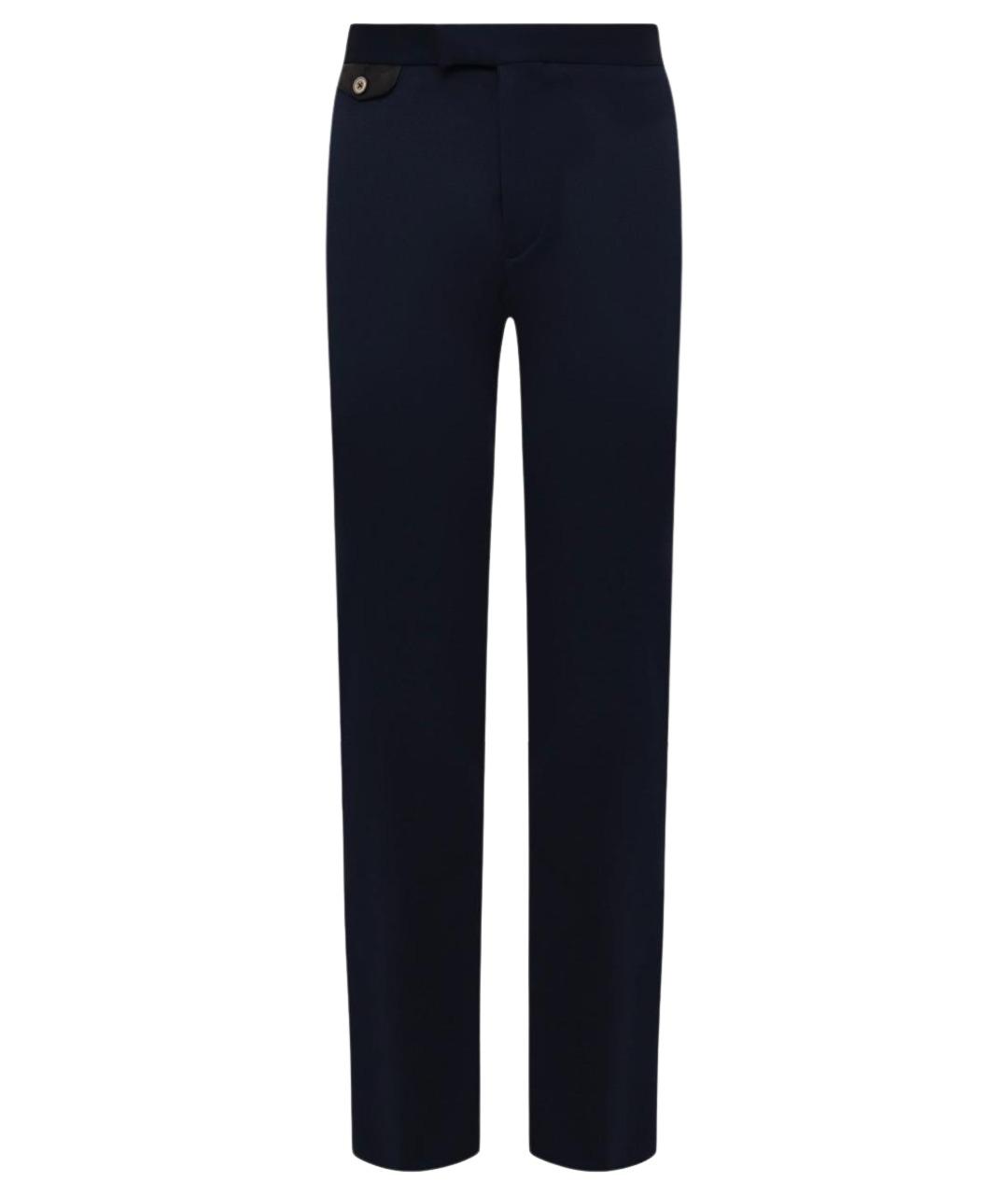 ZILLI Темно-синие шелковые повседневные брюки, фото 1