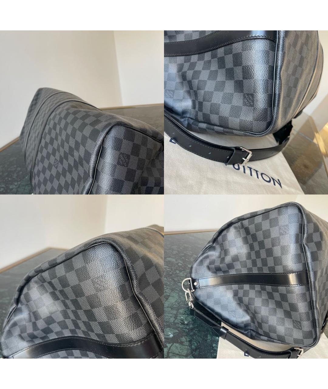 LOUIS VUITTON Серая кожаная дорожная/спортивная сумка, фото 6