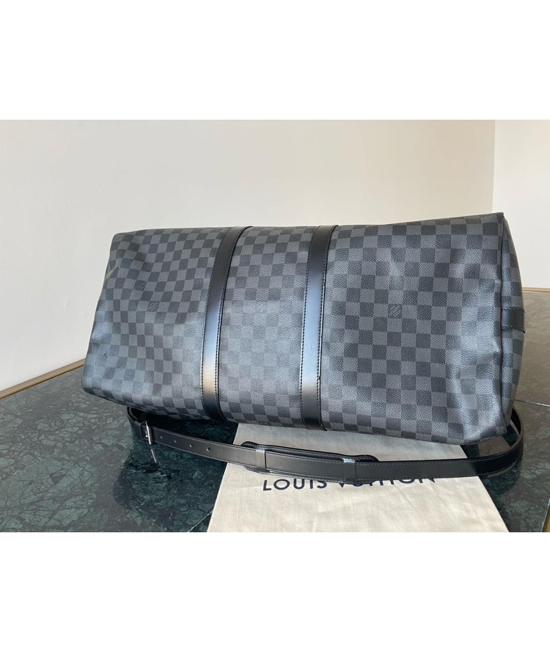 LOUIS VUITTON Серая кожаная дорожная/спортивная сумка, фото 3