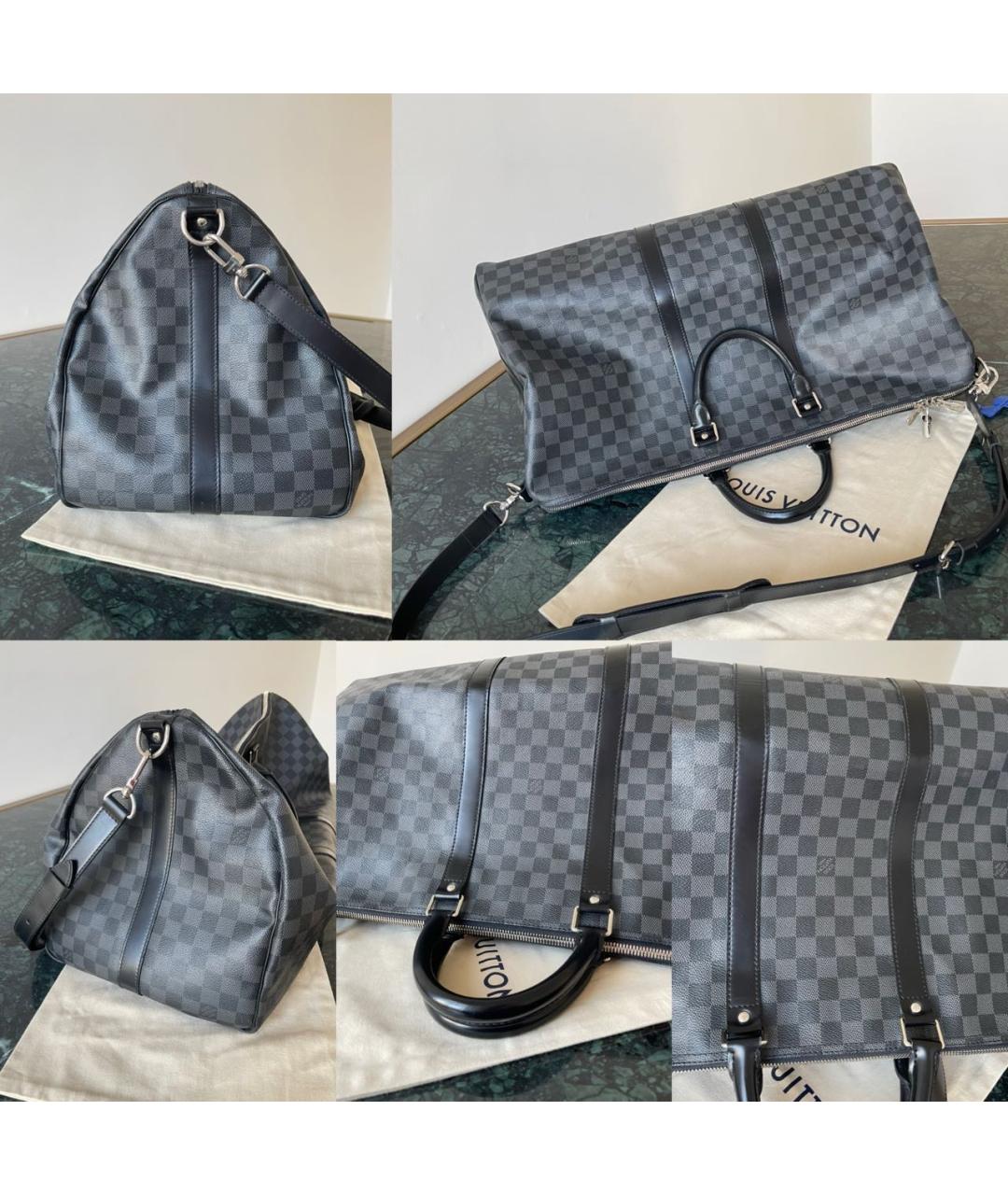 LOUIS VUITTON Серая кожаная дорожная/спортивная сумка, фото 4