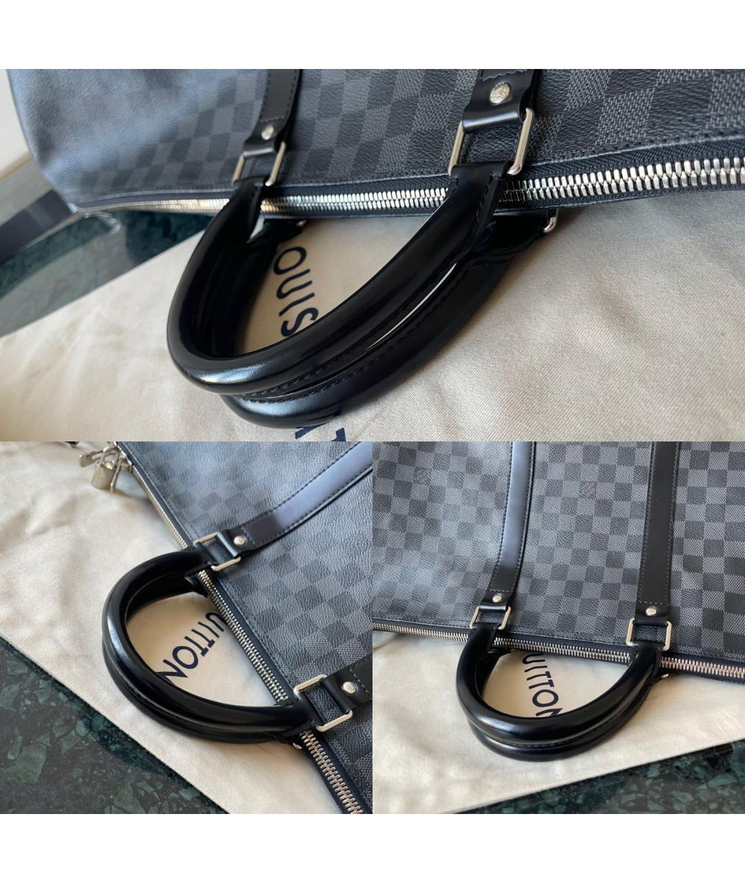 LOUIS VUITTON Серая кожаная дорожная/спортивная сумка, фото 5