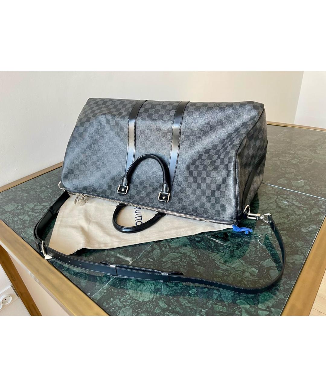 LOUIS VUITTON Серая кожаная дорожная/спортивная сумка, фото 2