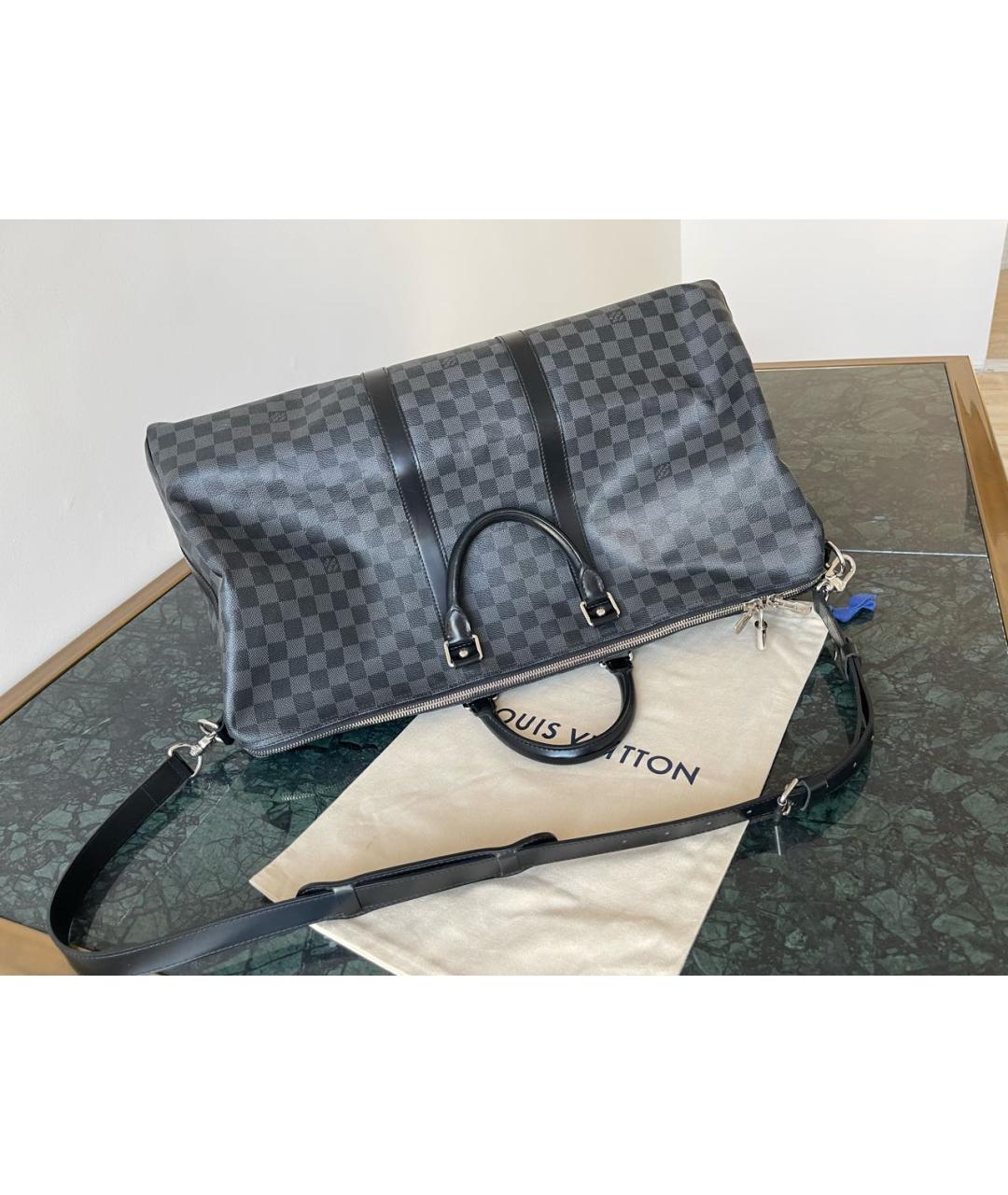 LOUIS VUITTON Серая кожаная дорожная/спортивная сумка, фото 7