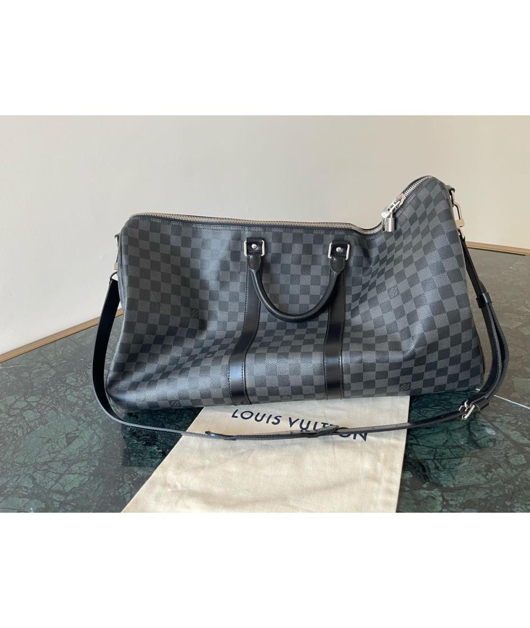 LOUIS VUITTON Серая кожаная дорожная/спортивная сумка, фото 8