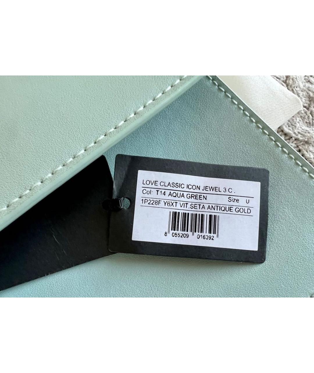 PINKO Бирюзовая кожаная сумка через плечо, фото 6