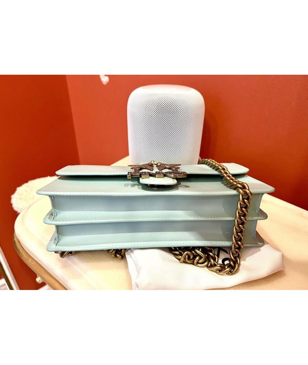 PINKO Бирюзовая кожаная сумка через плечо, фото 4