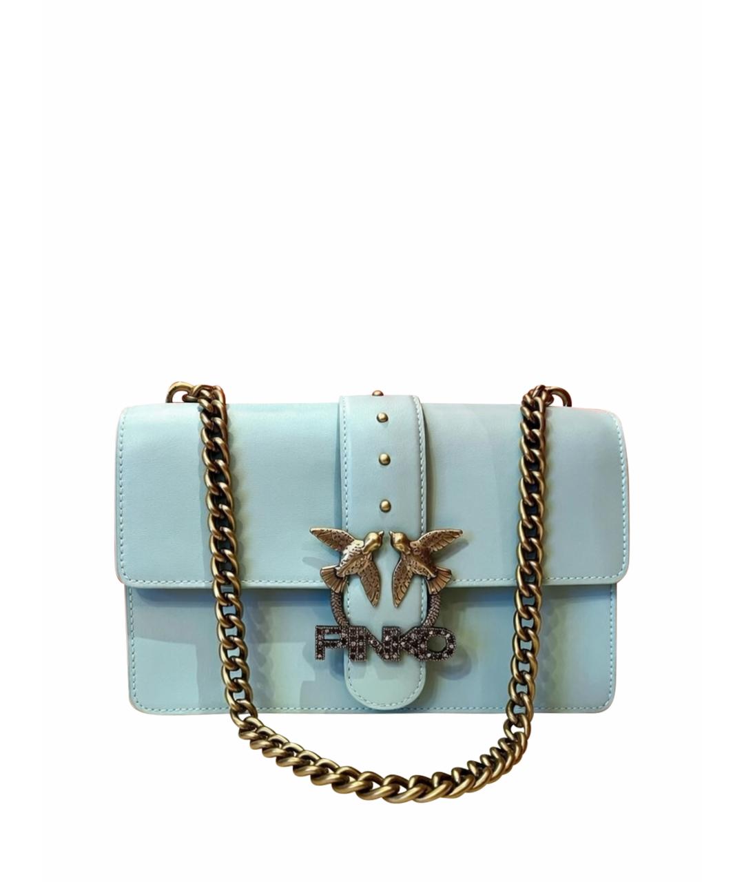 PINKO Бирюзовая кожаная сумка через плечо, фото 1