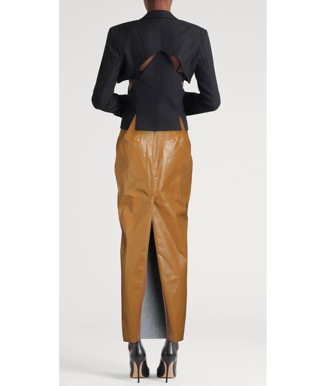 RICK OWENS Коричневая хлопковая юбка миди, фото 3