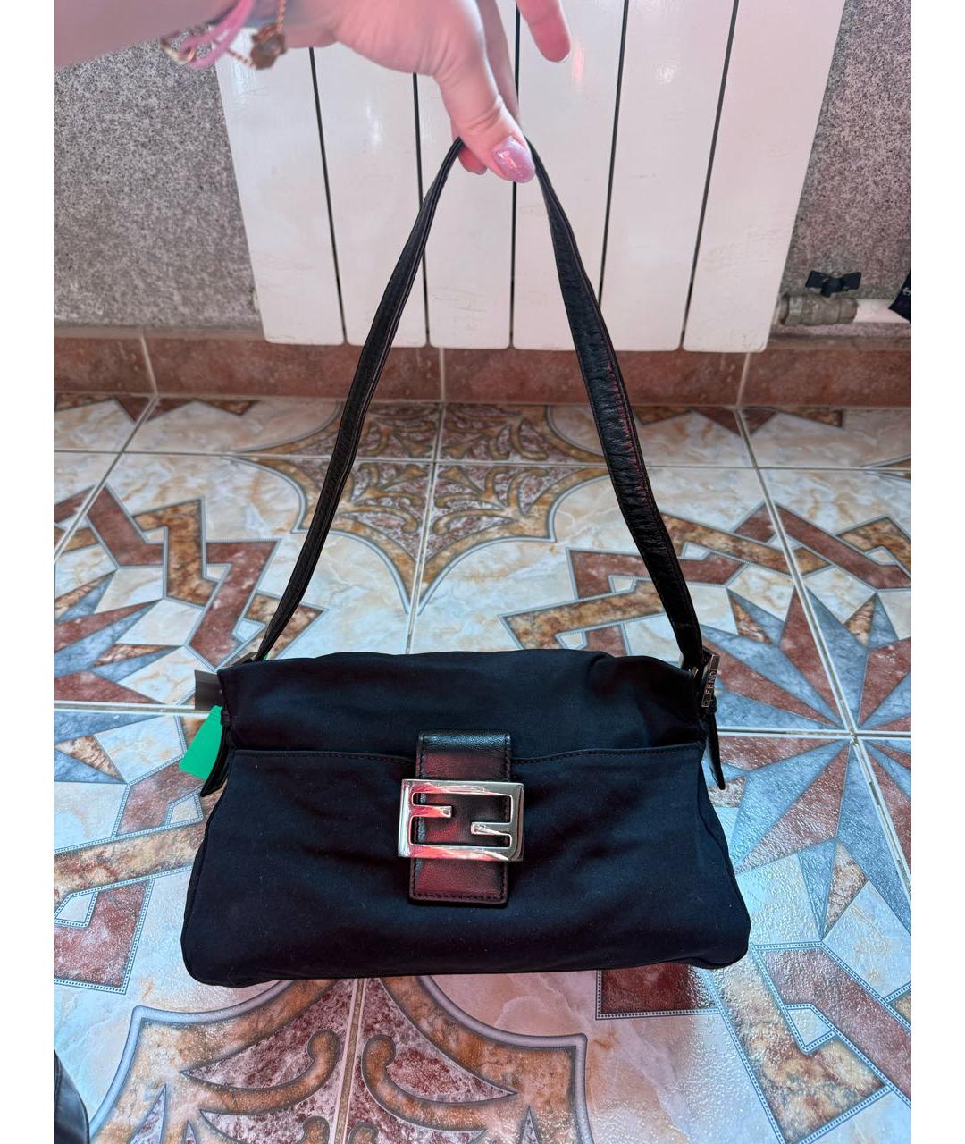 FENDI Черная тканевая сумка тоут, фото 6