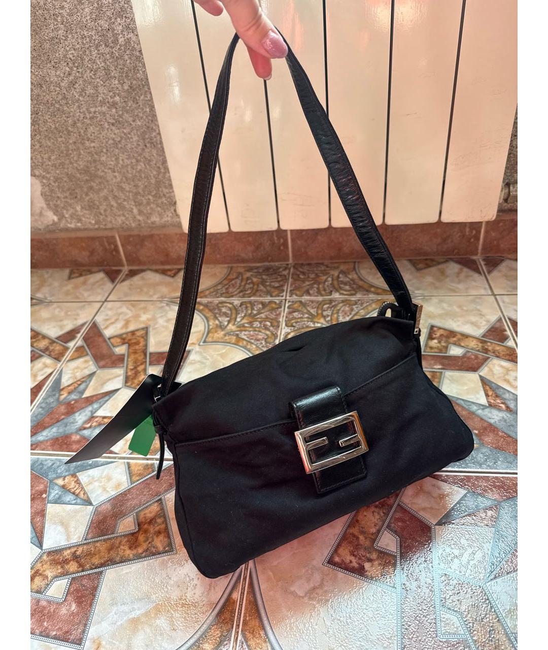 FENDI Черная тканевая сумка тоут, фото 2