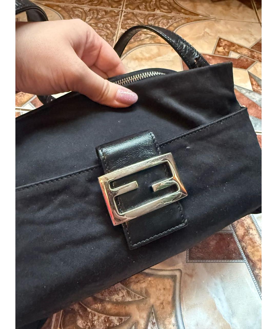 FENDI Черная тканевая сумка тоут, фото 5