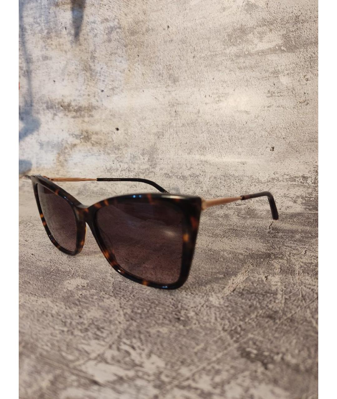 CAROLINA HERRERA Коричневые пластиковые солнцезащитные очки, фото 3