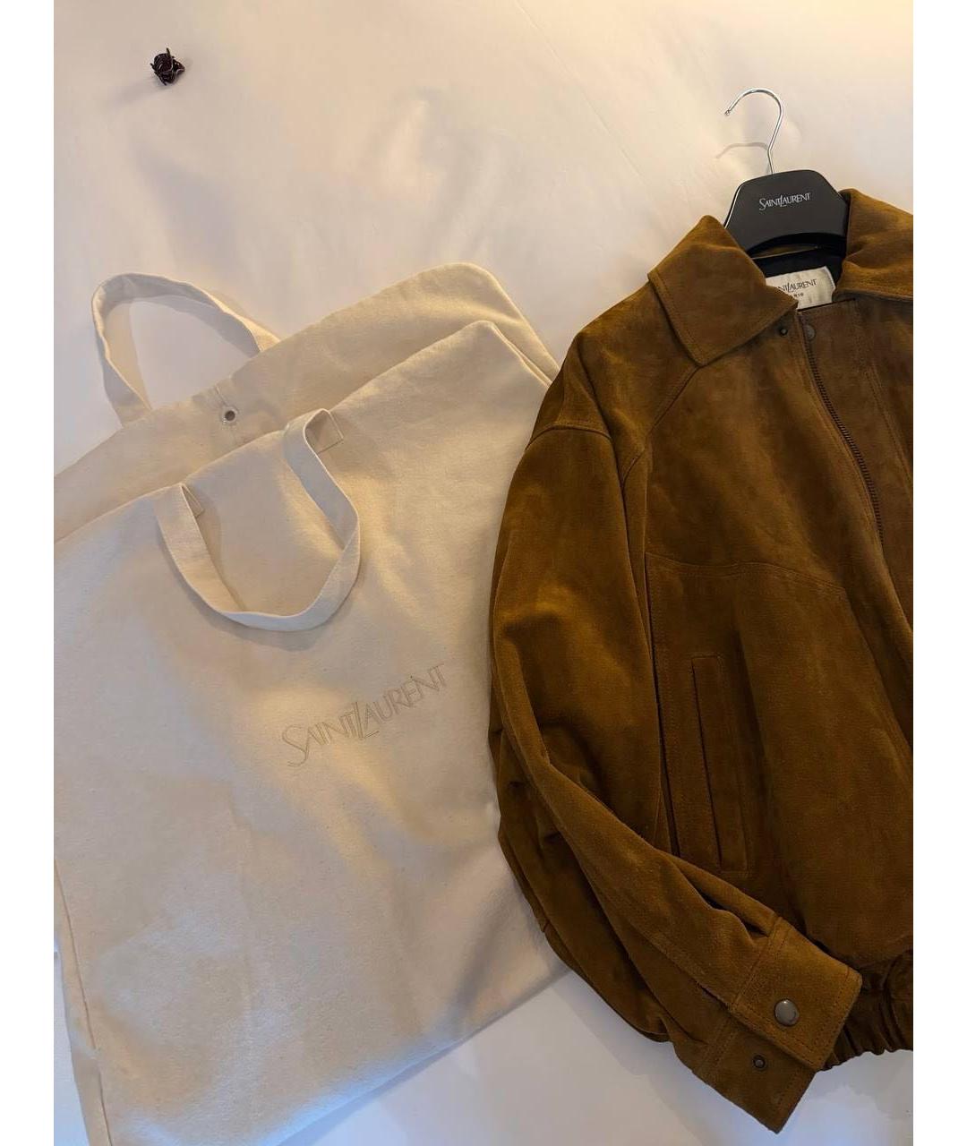 SAINT LAURENT Коричневая замшевая куртка, фото 4