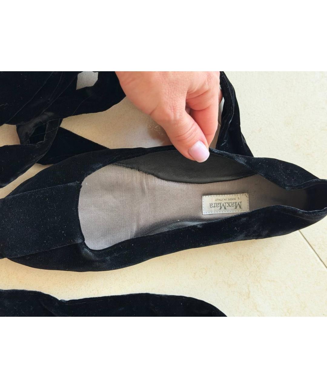 'S MAX MARA Черные бархатные балетки, фото 3