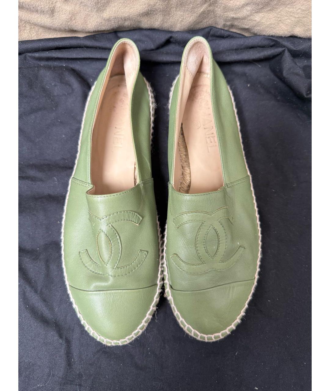CHANEL Зеленые кожаные эспадрильи, фото 2