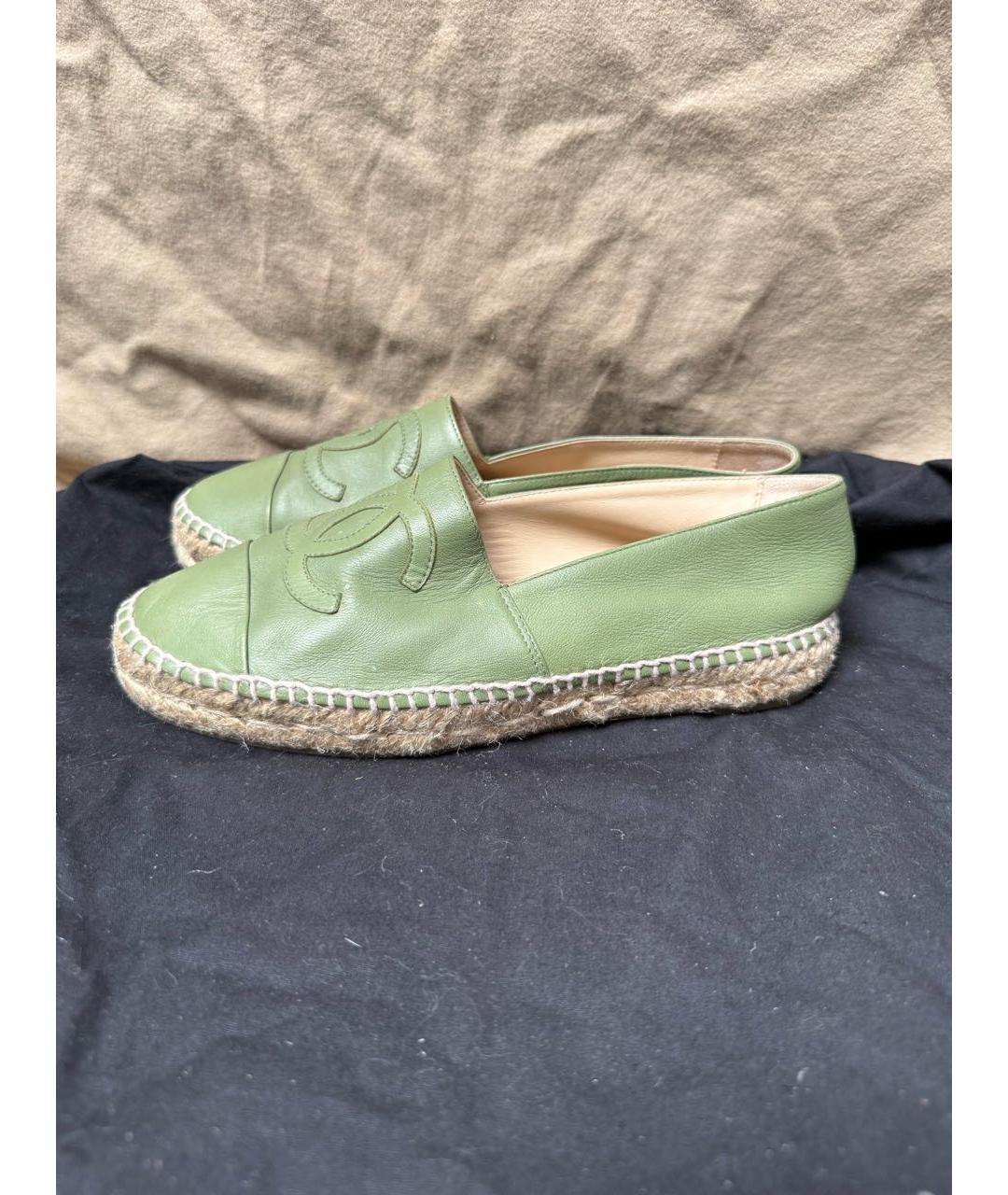 CHANEL Зеленые кожаные эспадрильи, фото 3