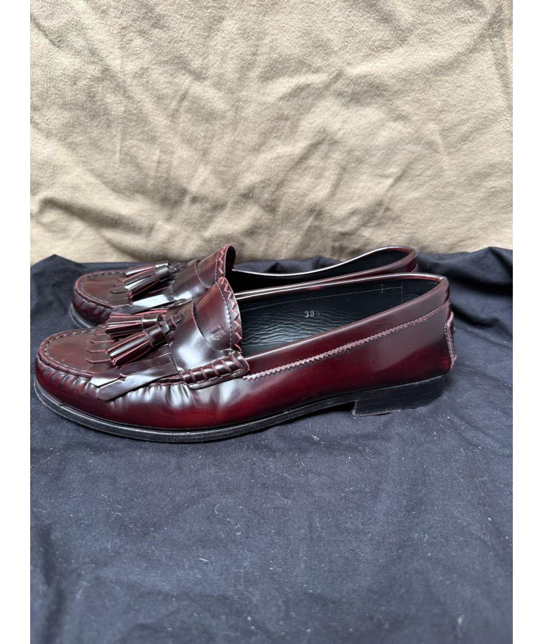TOD'S Бордовые кожаные лоферы, фото 5