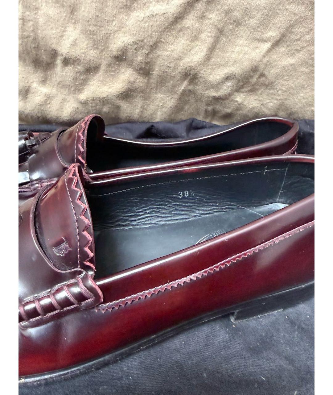 TOD'S Бордовые кожаные лоферы, фото 4
