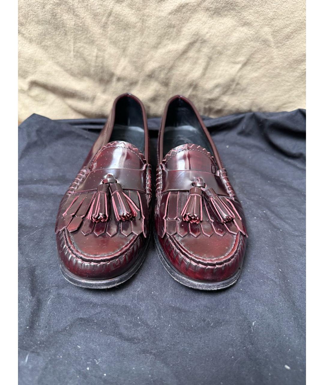 TOD'S Бордовые кожаные лоферы, фото 2