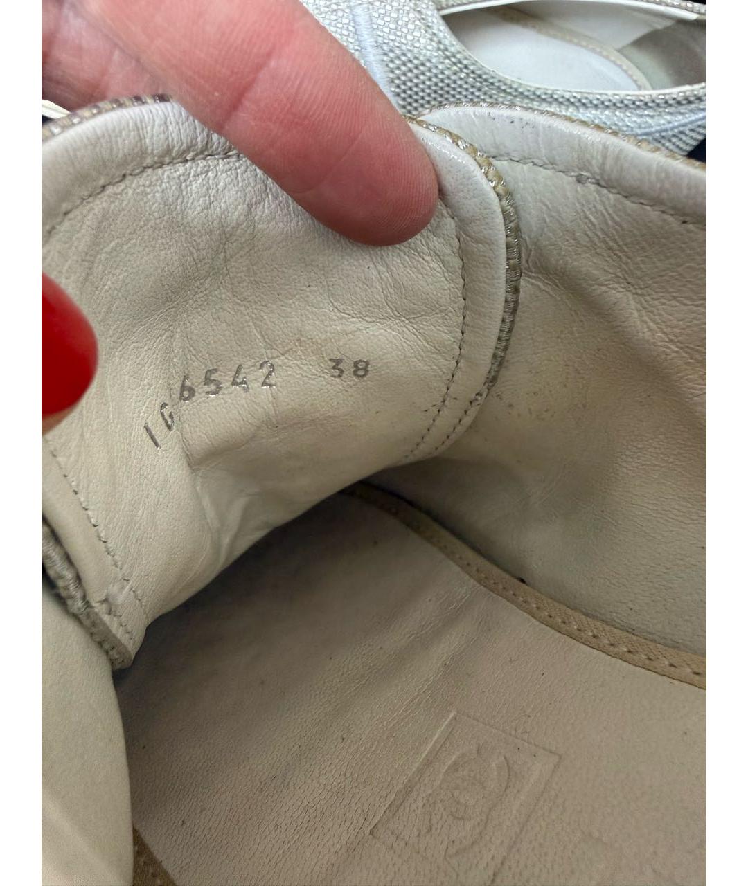 CHANEL Серебряные кожаные кеды, фото 4
