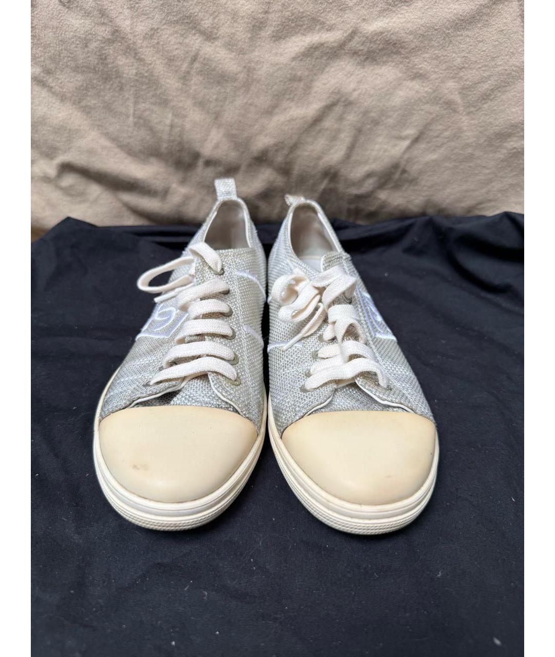 CHANEL Серебряные кожаные кеды, фото 2