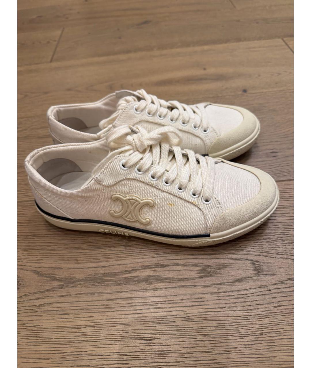 CELINE Белые текстильные кеды, фото 6