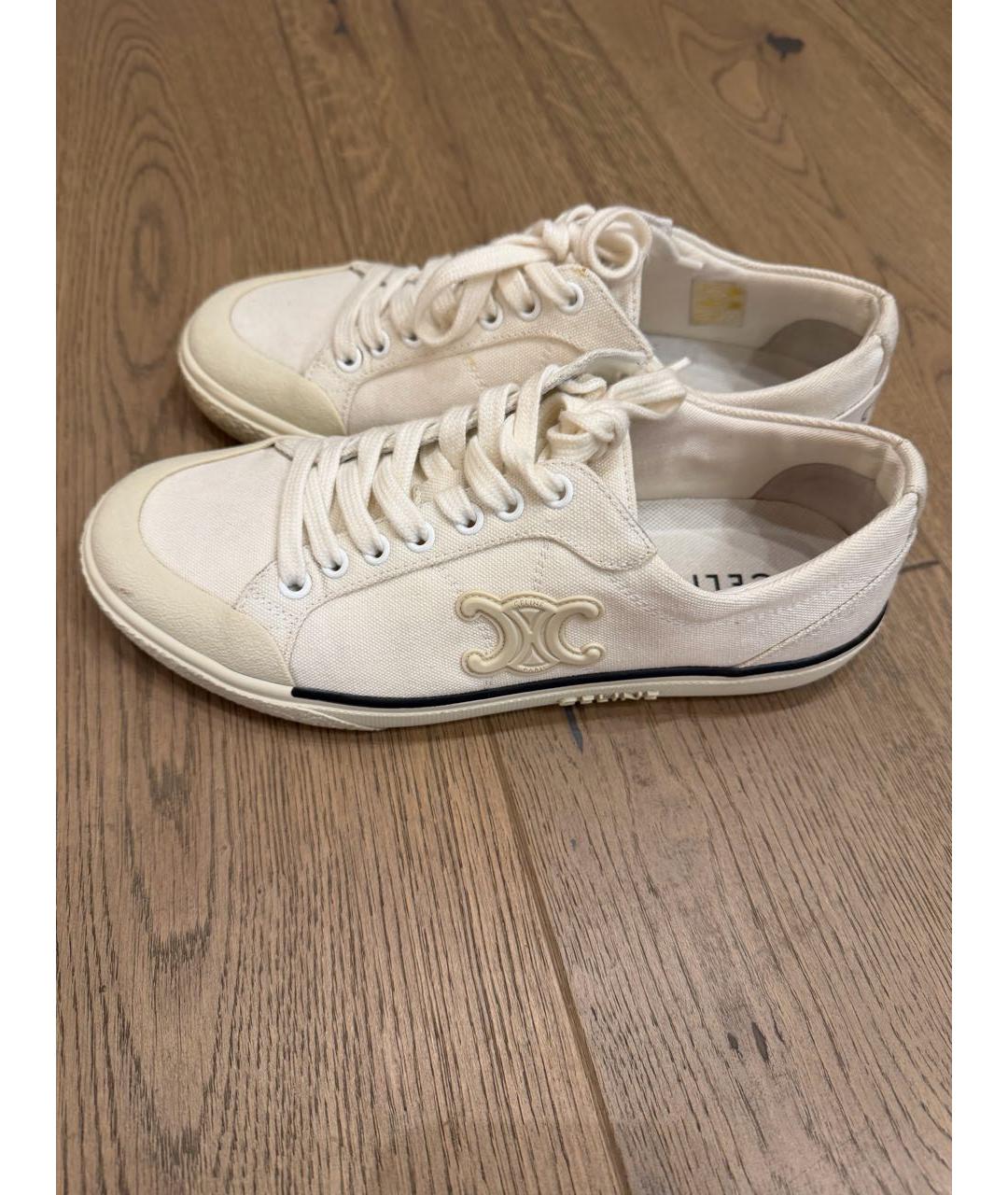CELINE Белые текстильные кеды, фото 7